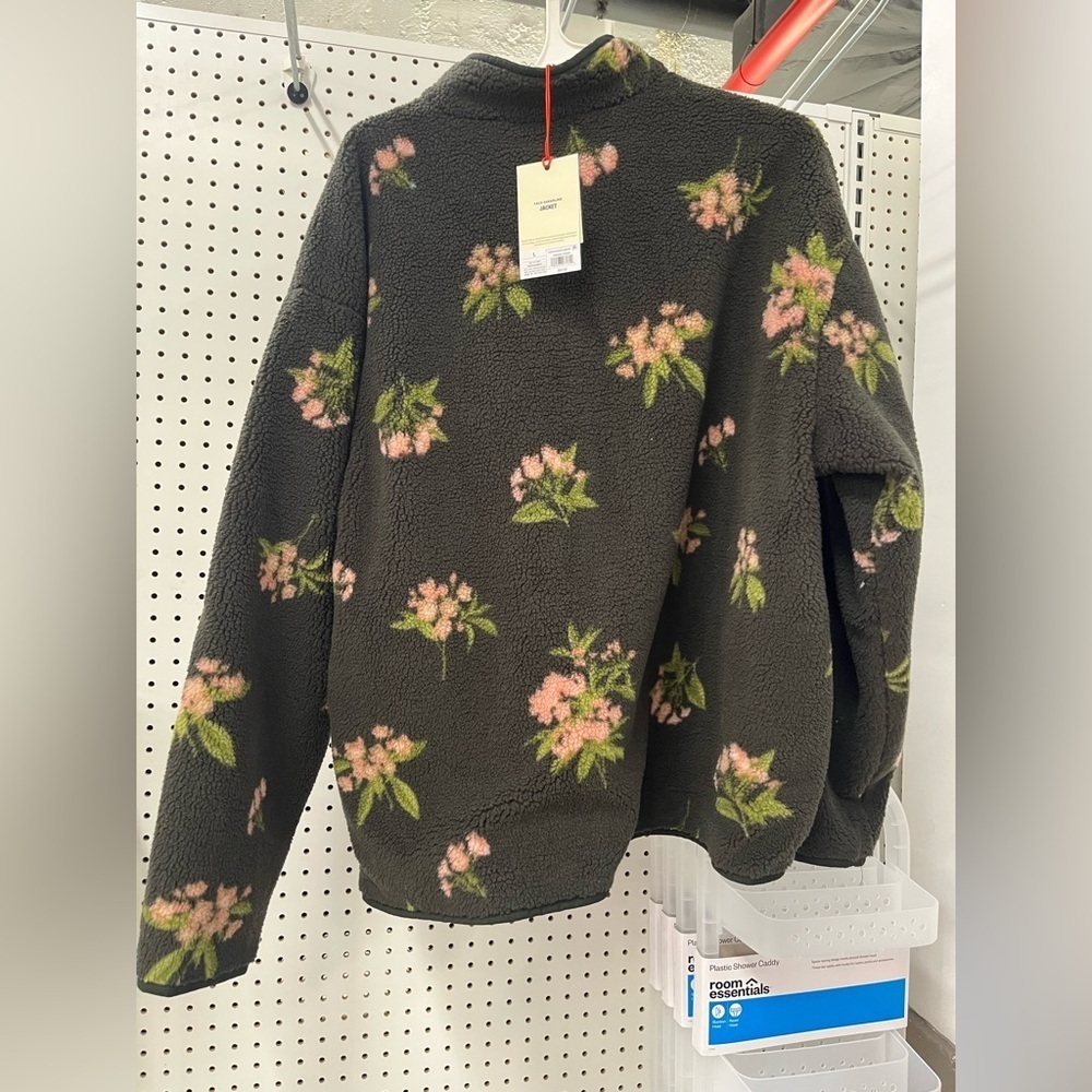 NWT Adult Floral Zip-Up Fleece Jacket - Woolrich x Target Olive Green - Picture 6 of 7